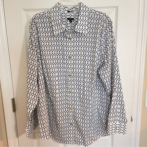 Talbots Tops Talbots Blue White Printed Button Down Dress Shirt